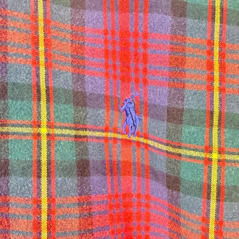 Polo Ralph Lauren Button Down Shirt Mens 2XLT‎ Red Plaid Long Sleeve Pony Logo